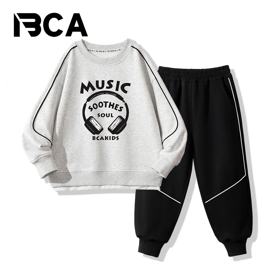 BCA【冠军代言】中大童秋季男童休闲运动卫衣套装假两件S-001+GN1