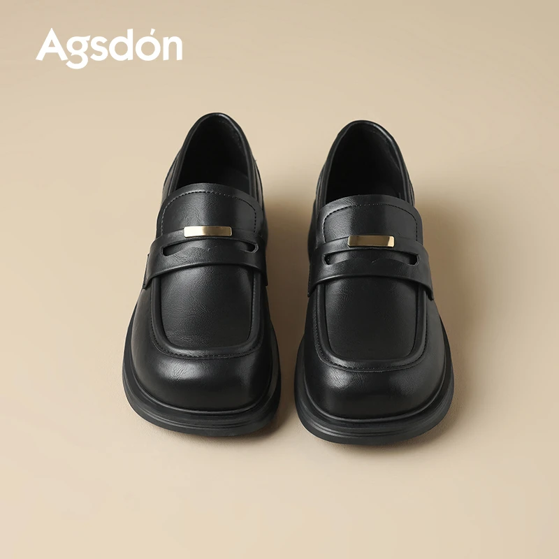 Y奥古狮登黑色哑光乐福鞋女2025新款百搭英伦风小皮鞋舒适软底鞋Y