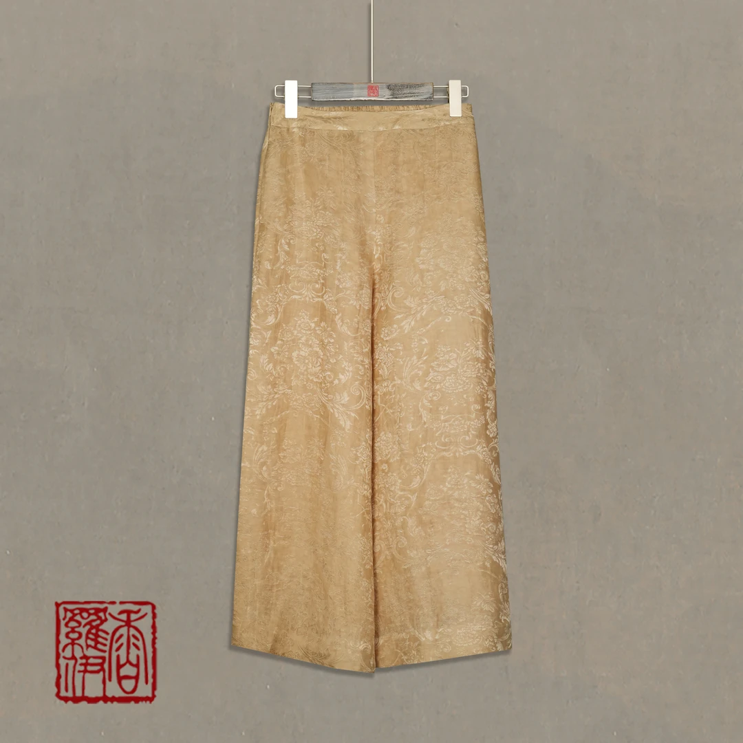 【黄纹】传统中式提花裤子