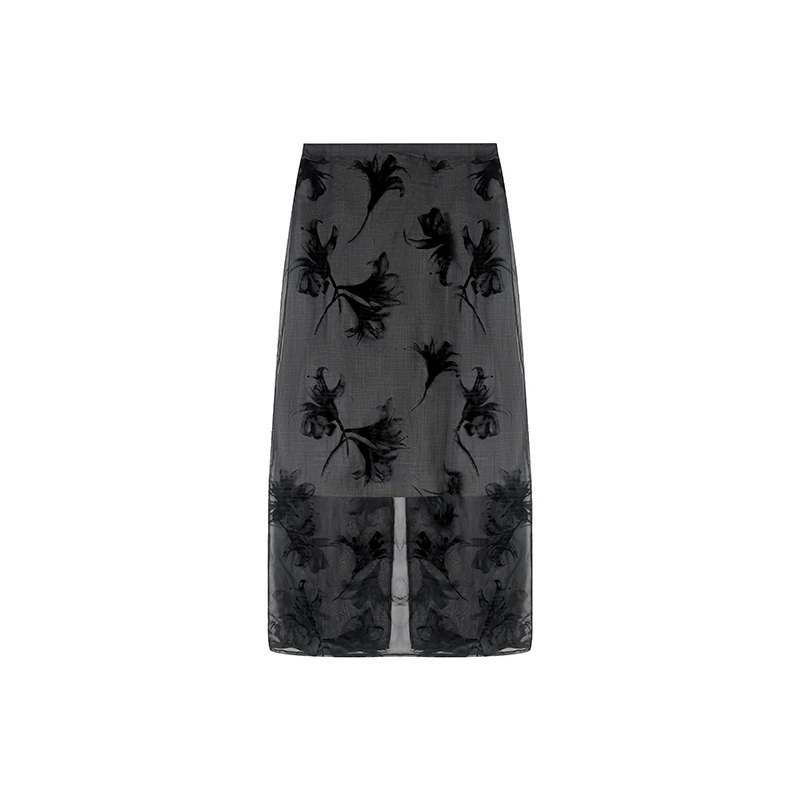 「雾岛听风」2025夏季国风提花拼接半身裙轻奢气质高腰裙子L426