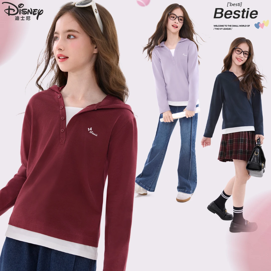 女童连帽T恤2025新款春秋季儿童打底衫女大童长袖上衣休闲风童装