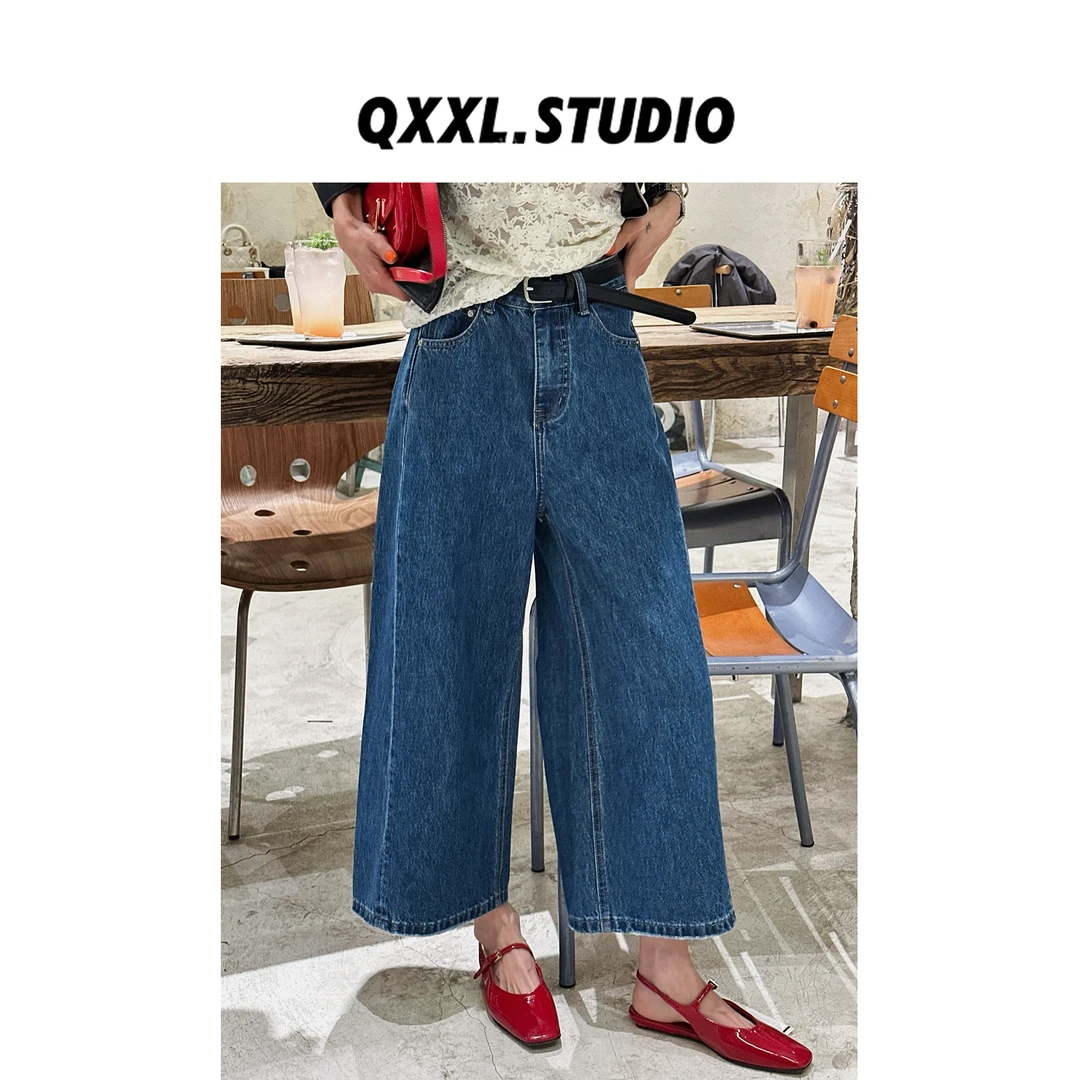 邱小小丽呀 （含腰带）早春新款阔腿牛仔裤女高腰宽松显瘦直筒裤子