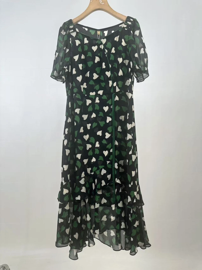 【JX021绿色爱心裙】麦多多专属2025时尚百搭洋气夏季中长款连衣裙