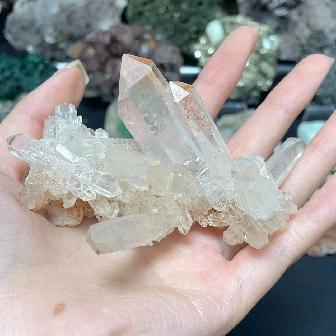水晶晶簇萤石（处理）嗯*