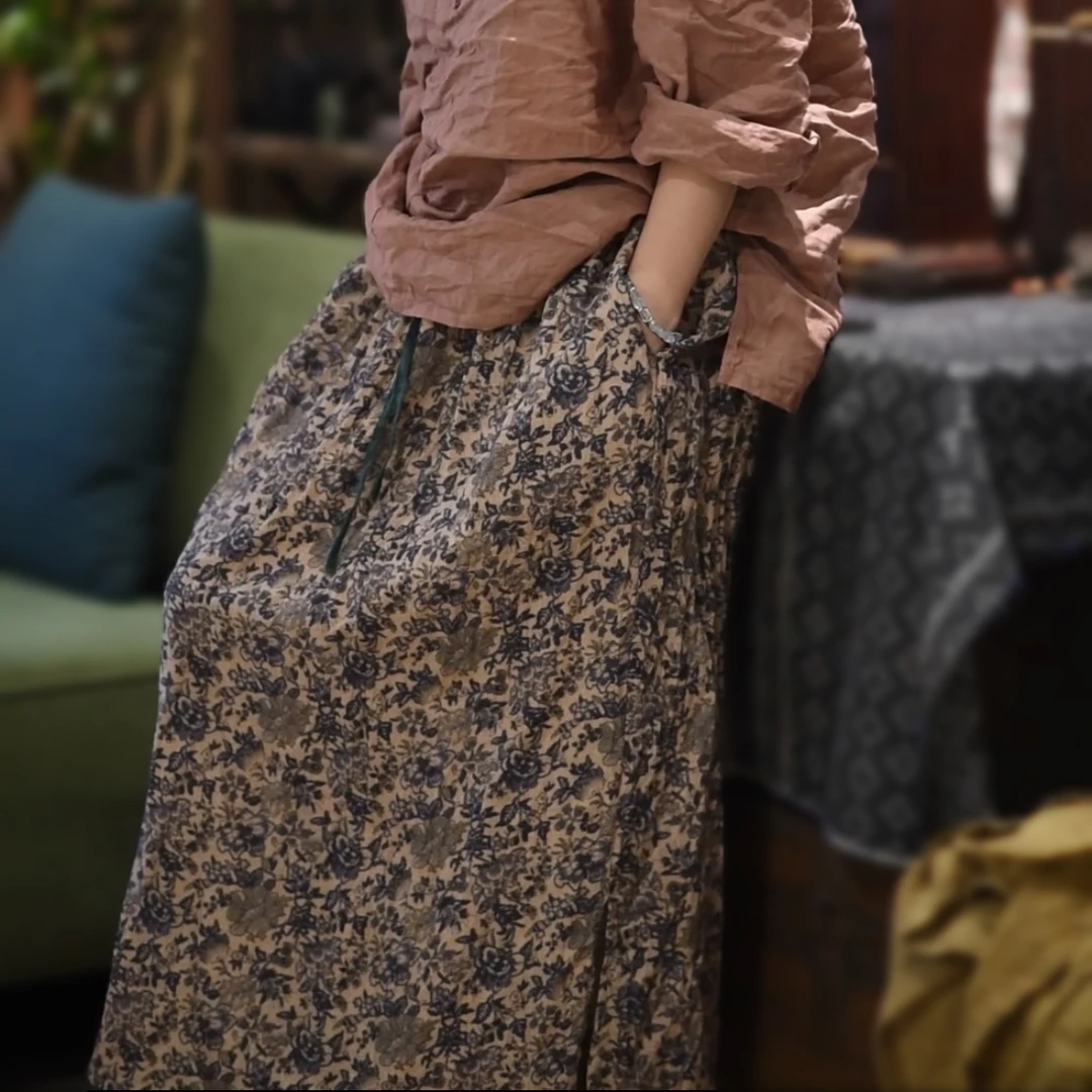 素年未央 SN191 休闲宽松抽绳款天丝亚麻半裙