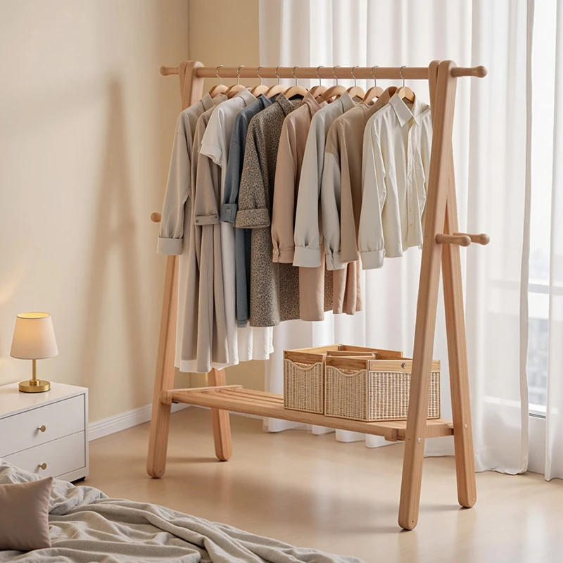 实木落地挂衣架家用卧室2025新款轻奢高级感主卧可移动立式衣帽架