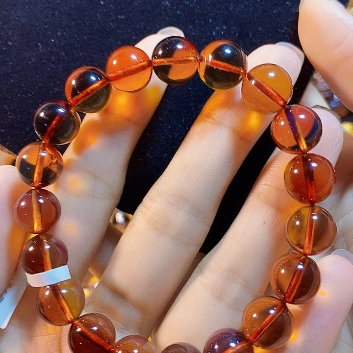 蓝珀未镶嵌珠宝奇石墨西哥红蓝手串10
