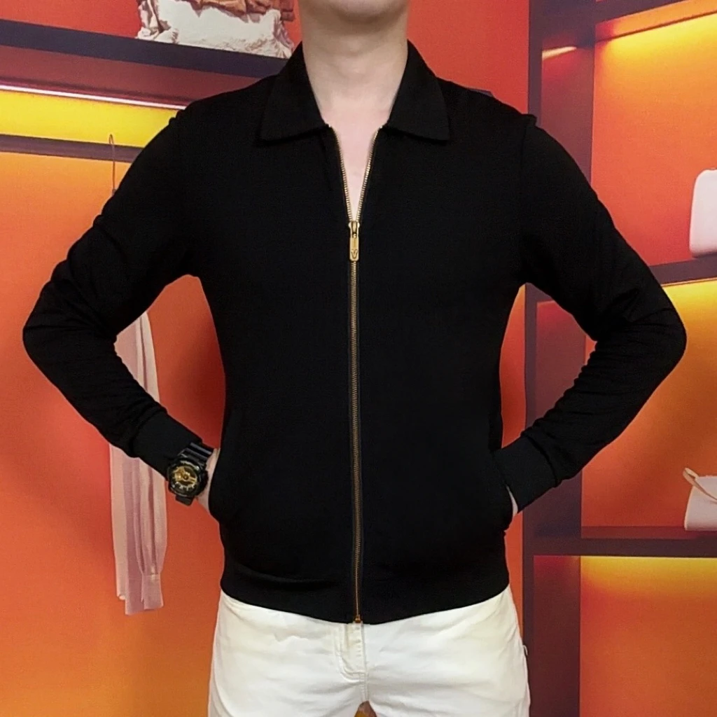 逸朗欧品【顺丰包邮】秋季男士翻领长袖时尚休闲百搭拉链开衫修身88