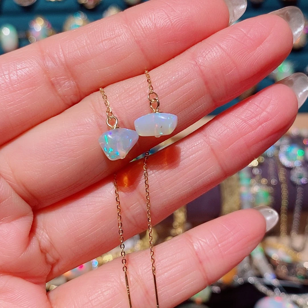 欧泊银S925镶嵌耳饰