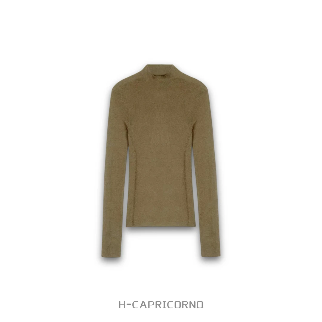 H-CAPRICORNO意大利L*P120s可水洗黄金羊毛18针无缝打底套头毛衣