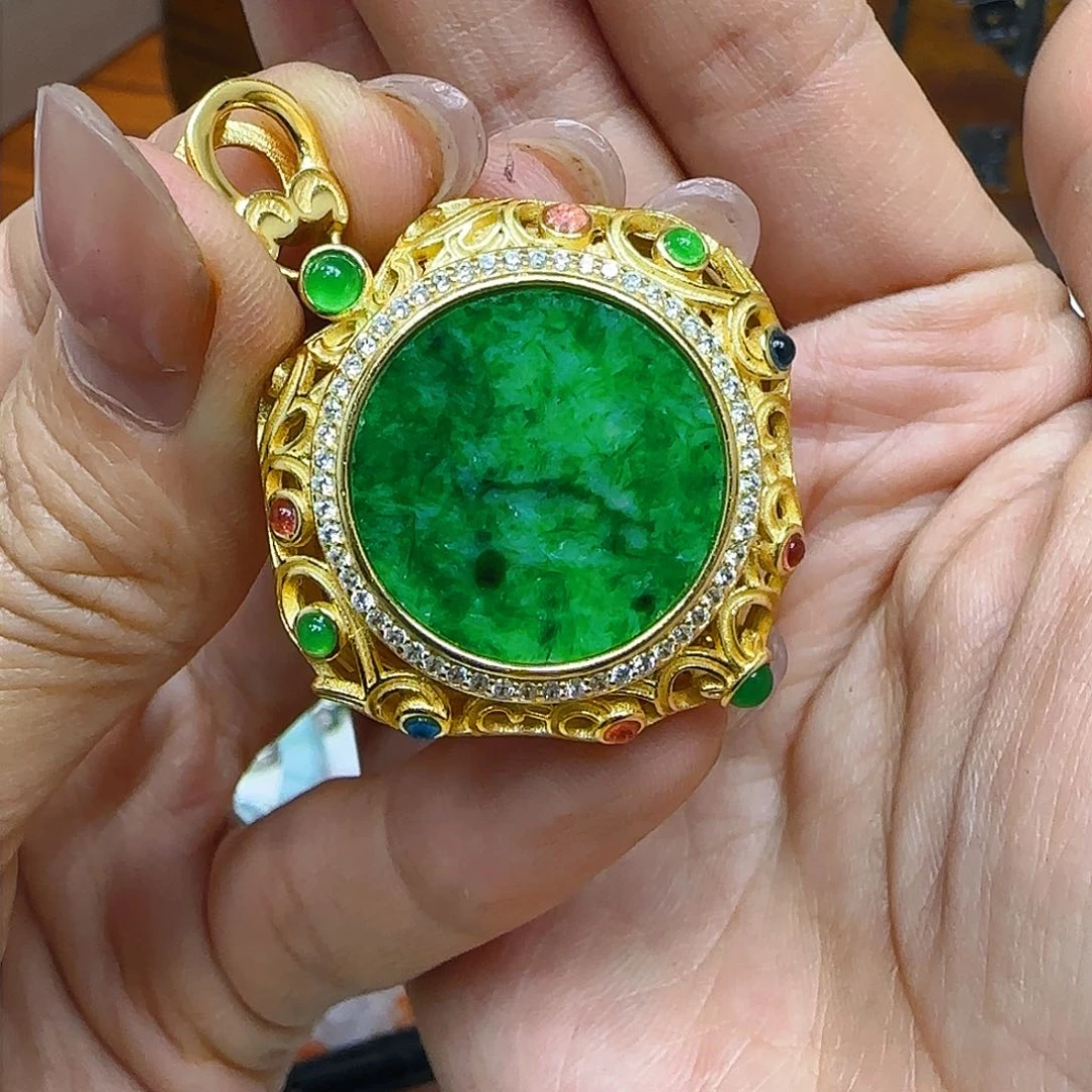 翡翠颈饰银S925镶嵌翡翠460