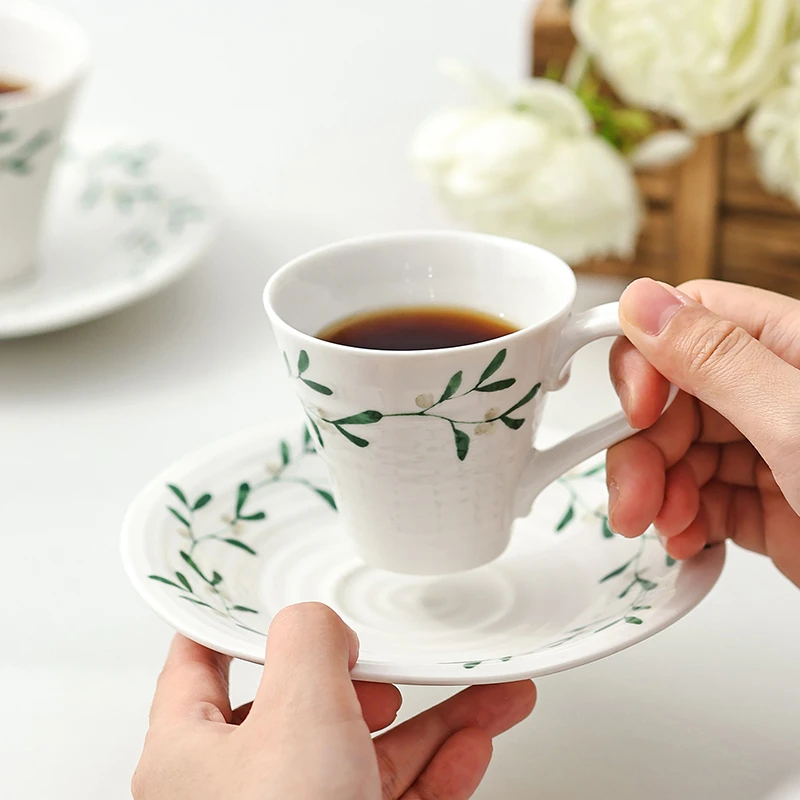 英国Portmeirion波特美林幸运叶系列陶瓷咖啡杯下午茶对杯碟