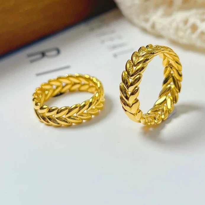 ［金大顺珠宝］足金999时尚麦穗戒指24k金纯金新款戒子送礼女