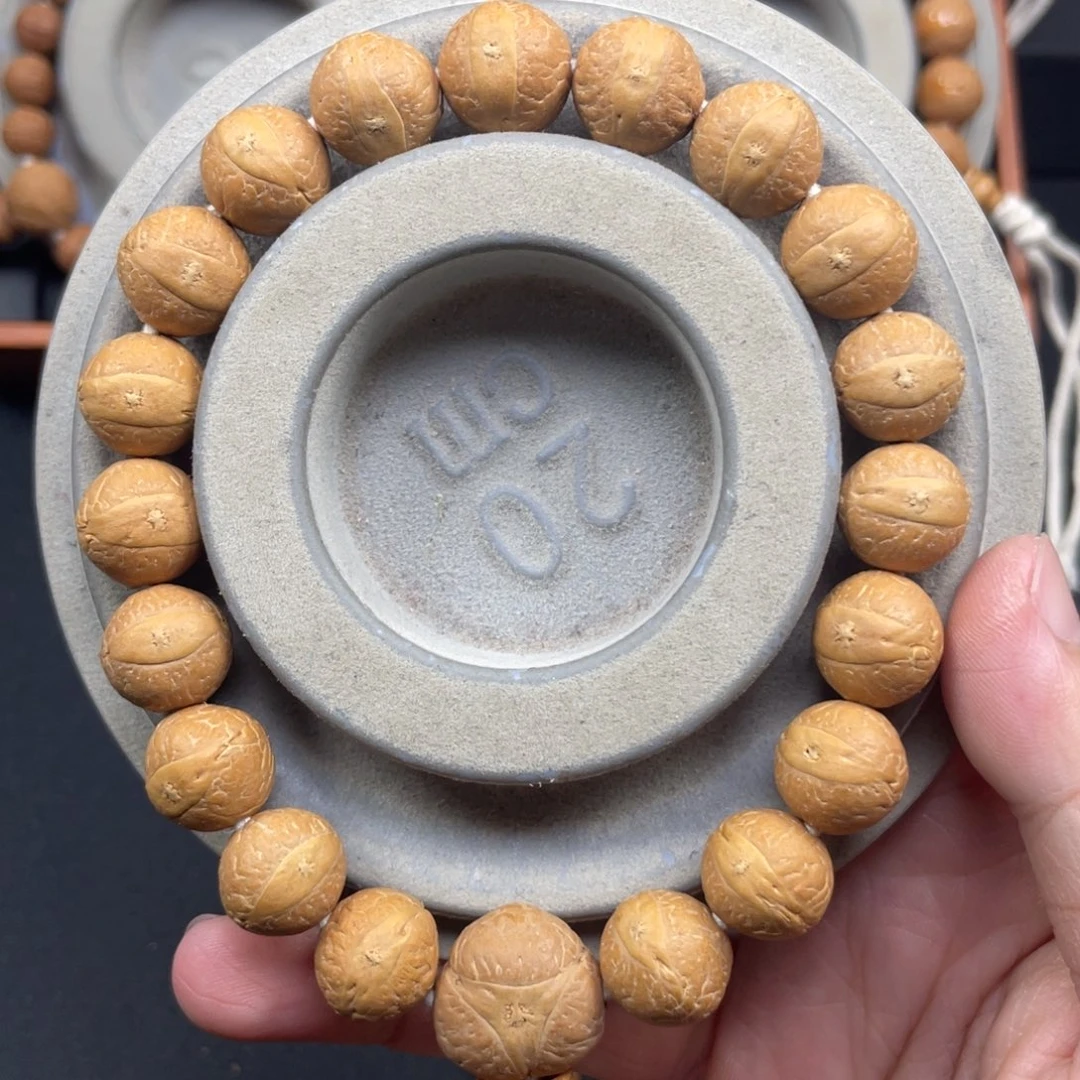 手串凤眼菩提L83-K25凤眼菩提小13+同树黄皮厚皮壳新籽