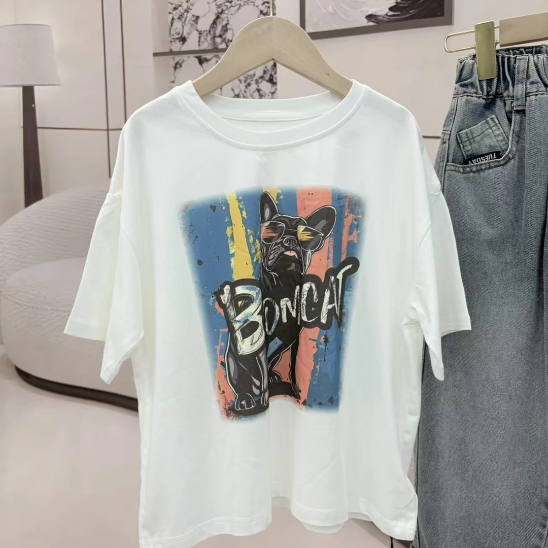 502398男童T恤2025新款夏季短袖圆领洋气上衣中大童休闲韩版半袖