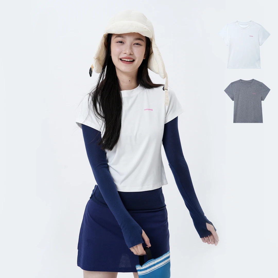 @MMY·软糯超弹·弹力修身正肩粉logo短袖T恤女夏装百搭上衣四季内