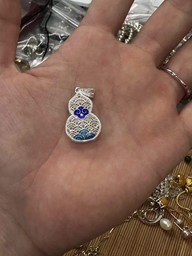 坠链均足银珐琅 （云）镂空珐葫芦包（单吊坠 不带链子）