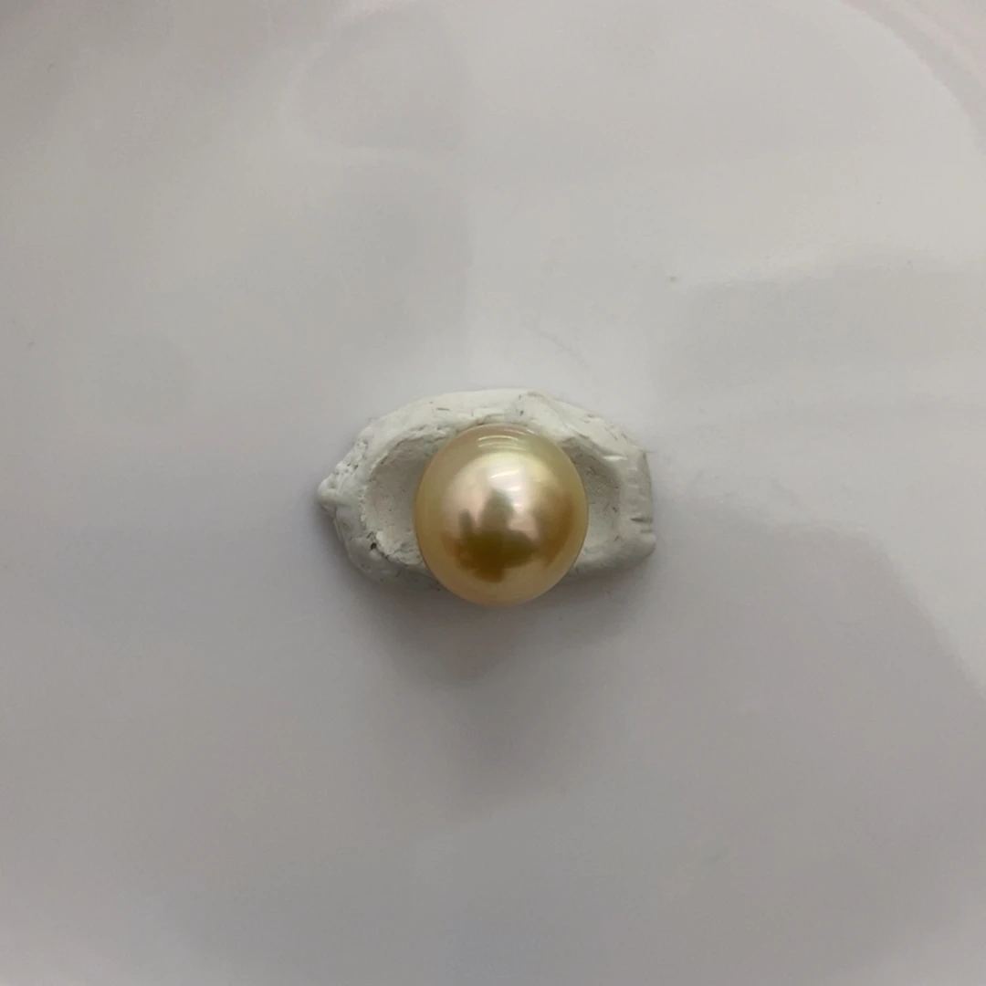 海水珍珠裸珠金珠偏近圆12.6mm