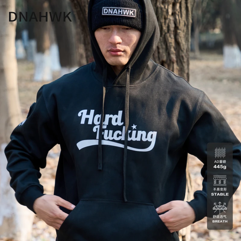 DNAHWK那咋了印花连帽卫衣原创美式复古重磅宽松休闲百搭上衣外套