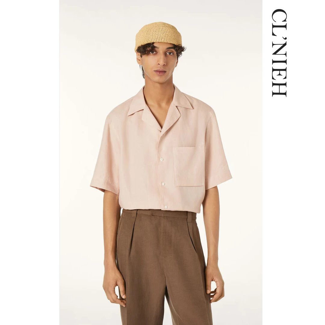 CLNIEH|静奢老钱风Federico全亚麻古巴领夏季男士短袖衬衫