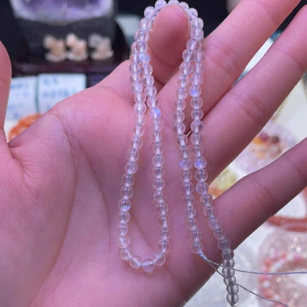 未镶嵌手链水晶半成品透体蓝月光4mm