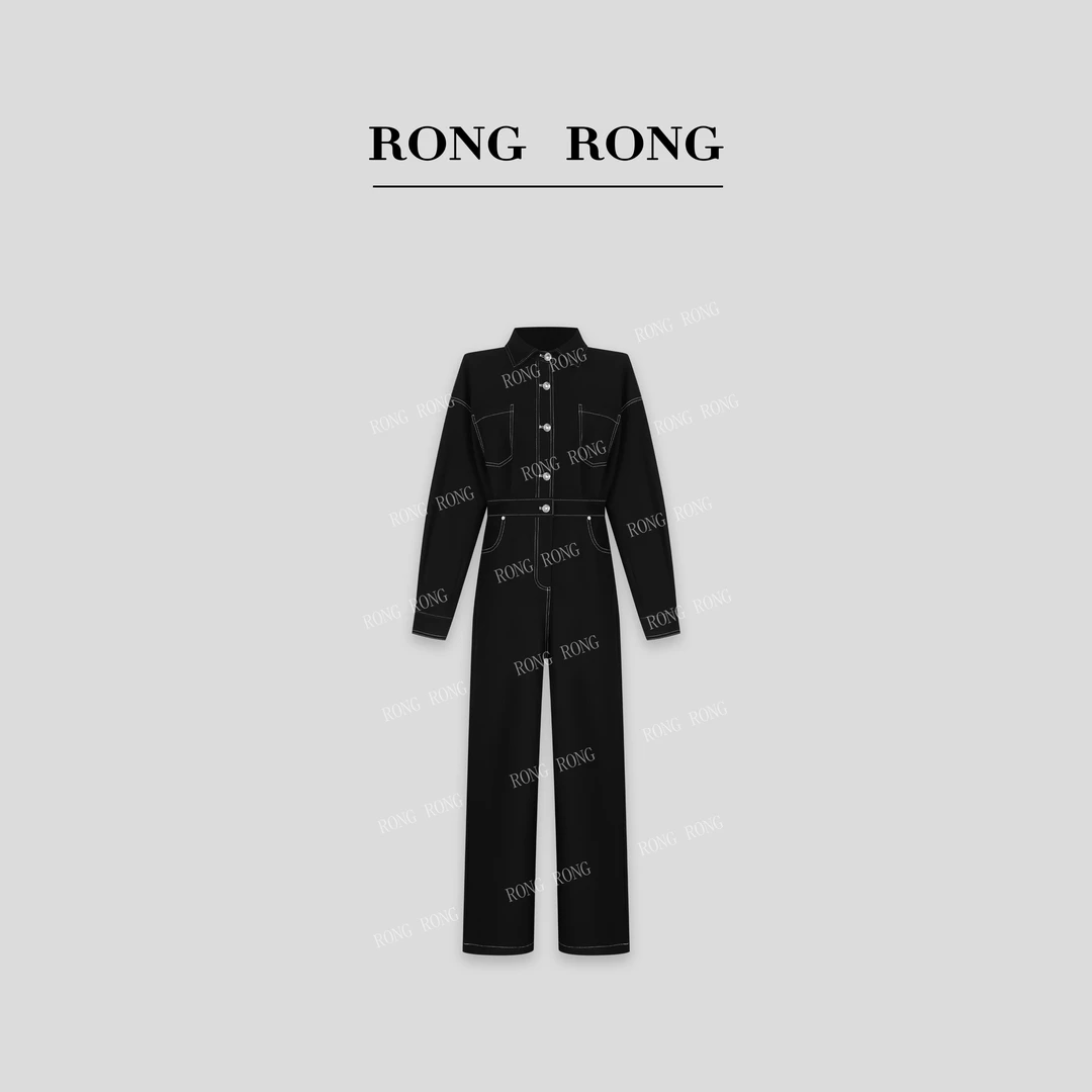 溶溶T【墨染流年】RONGRONG 撞色压线极简风高腰连体裤 FY-Z8969200