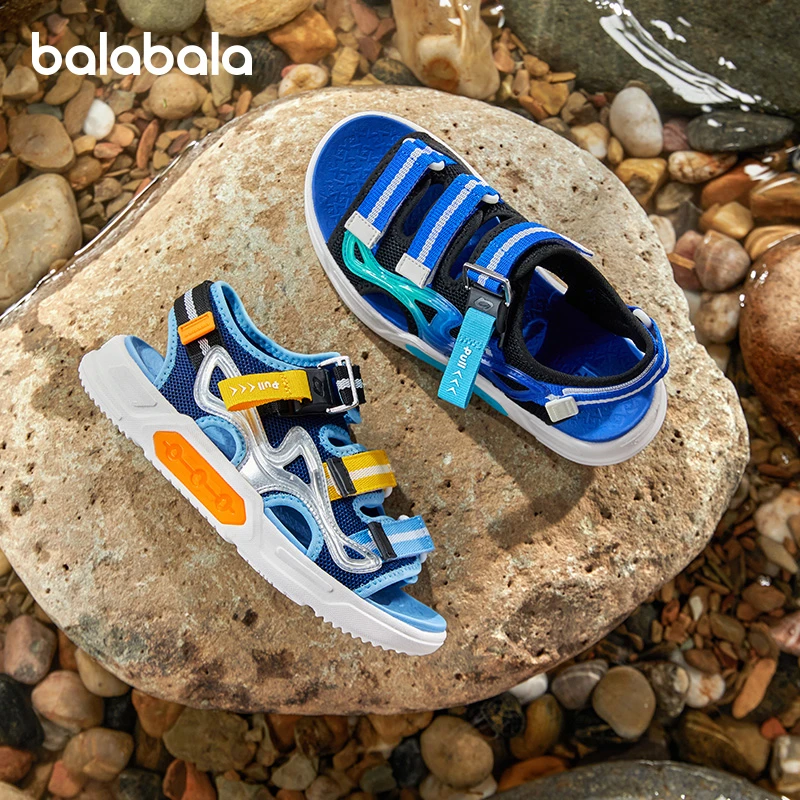 巴拉巴拉童鞋儿童运动凉鞋男童鞋子透气镂空2025夏新款沙滩鞋户外