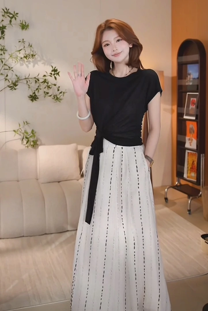 【芝士Cheese】灼夏夜光 夏季圆领假系带设计防晒百搭简约短袖上衣