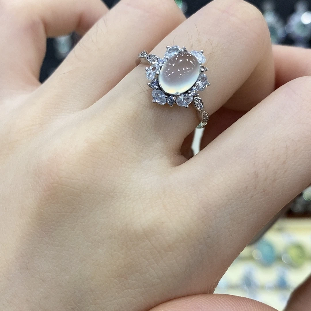 蛇纹石玉银S925镶嵌戒指