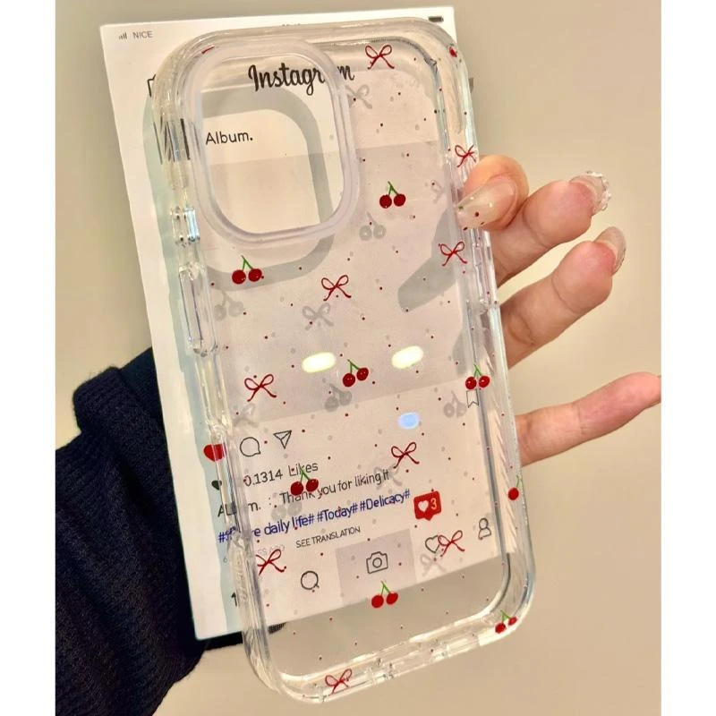 SMBLCE小樱桃蝴蝶结适用iPhone1615手机壳苹果华为vivo小米oppo套