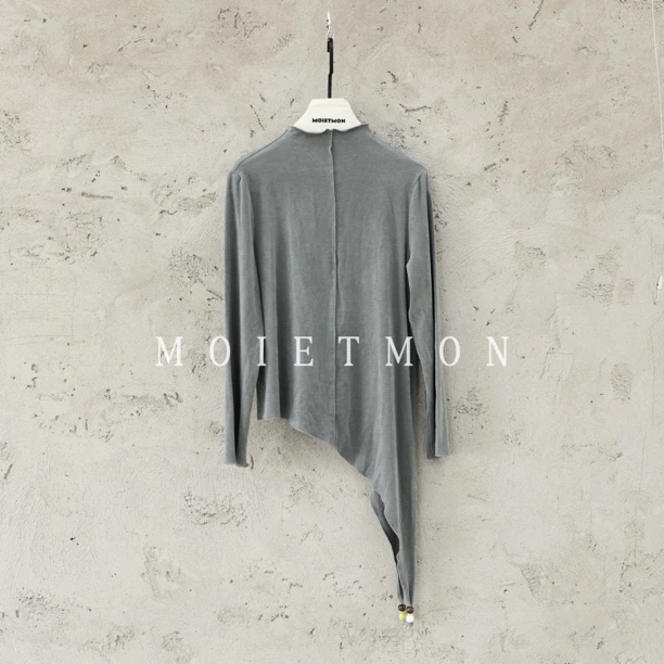 Moi et mon秋季新款小众设计师纯色斜边打底时尚休闲百搭斜边打底