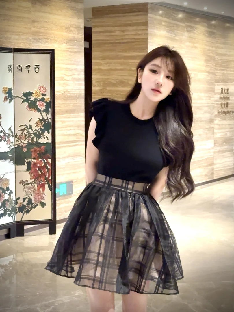 WW定制「星光坠落」法式轻奢气质纯欲性感修身显瘦收腰洋气上衣半裙