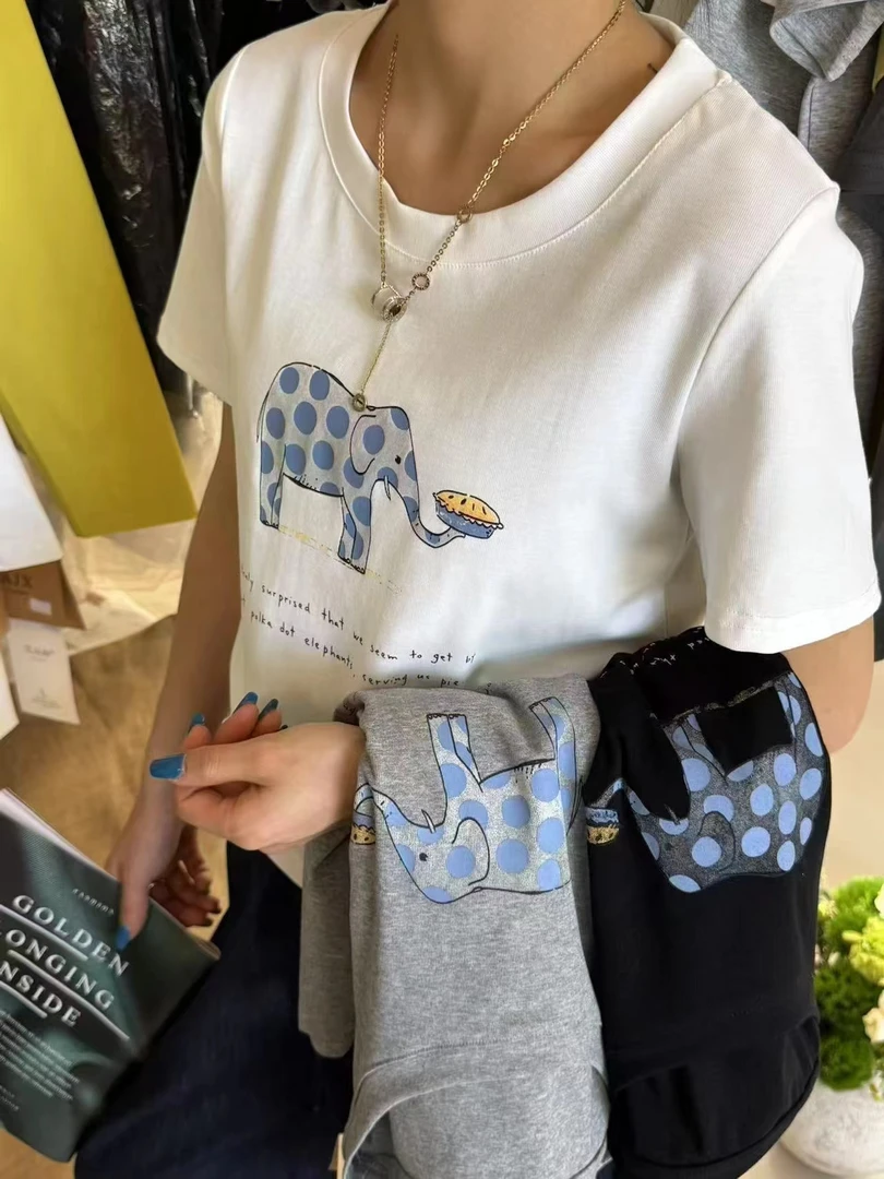 卡通大象印花短袖T恤（131）