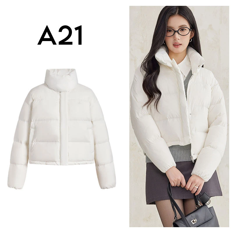 A21女装立领短款羽绒服2025冬季小众设计简约保暖外套F444215002