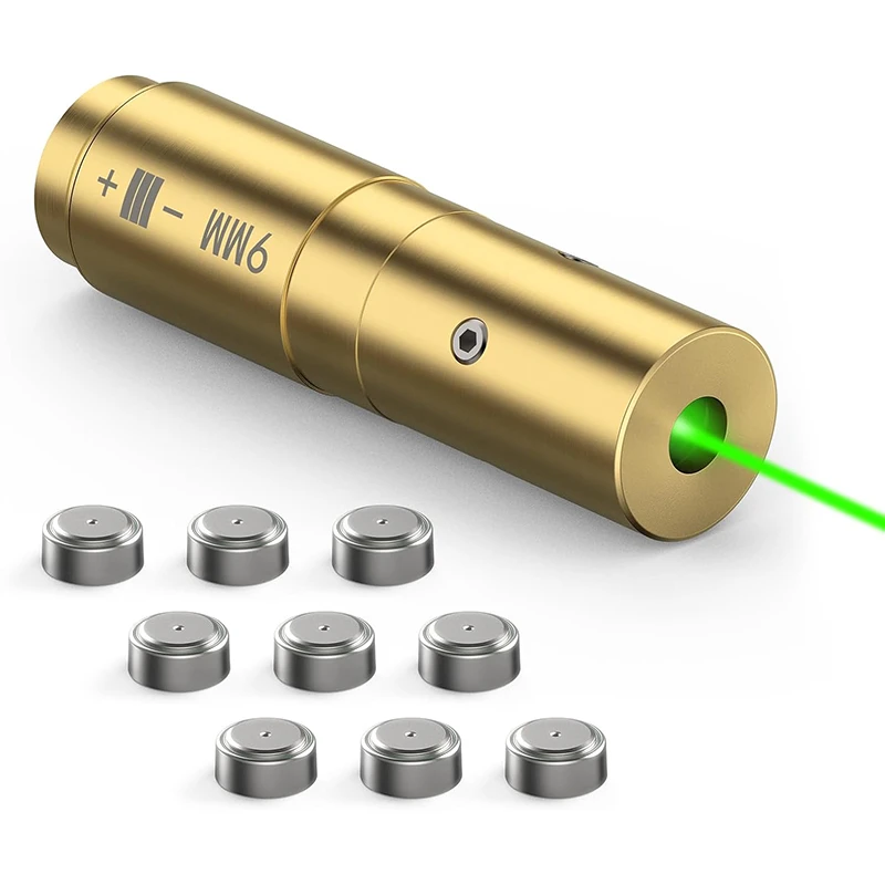 户外战术9mm绿色激光瞄准校准仪 铝合金红色激光镭射校正器