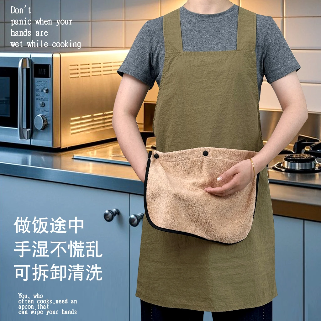 简约日式围裙定制印字餐饮上班防泼水工作服夏季薄款厨房做饭家用