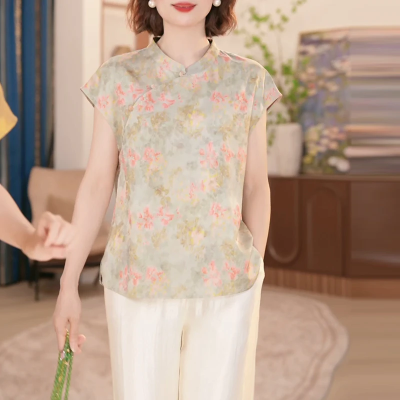 中年妈妈夏季新中式上衣服2025新款时尚洋气中老年女装国风上衣夏