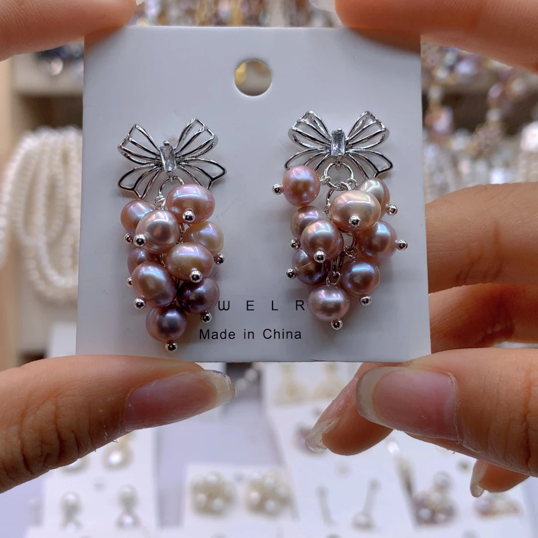 淡水珍珠耳饰银S925镶嵌