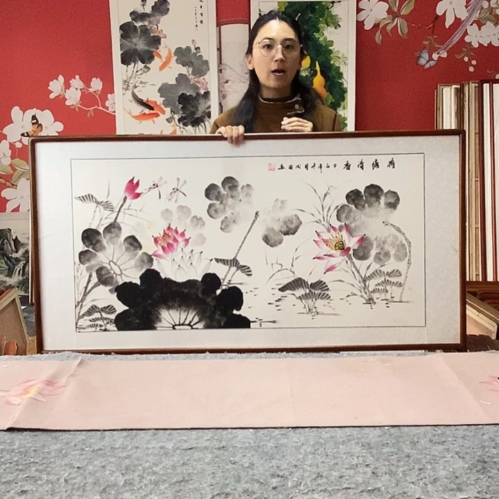 国画手写手绘带框包邮国画作品62✖️122