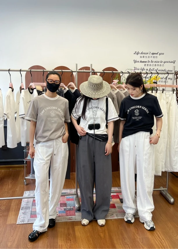 SHANGYIBYSHANGYI 撞色领休闲印花短袖圆领T恤时尚百搭