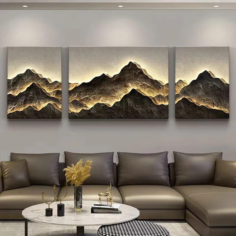 现代客厅高级感装饰画三联抽象画沙发背景墙挂画6080