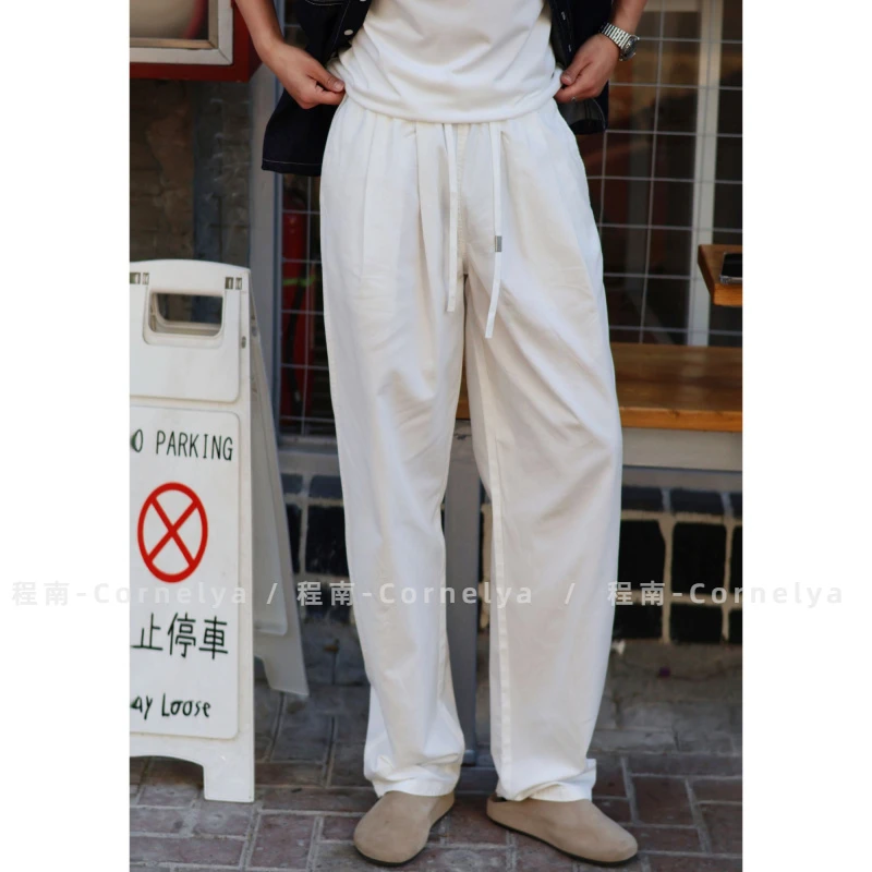C / Cornelya 莱塞尔’梭织混纺INS极简抽绳百搭宽松休闲裤 松紧腰