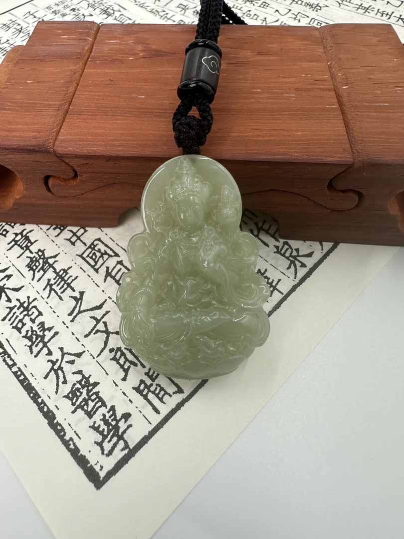 【王美丽】天然保真和田玉观音吊坠（多样性一件）