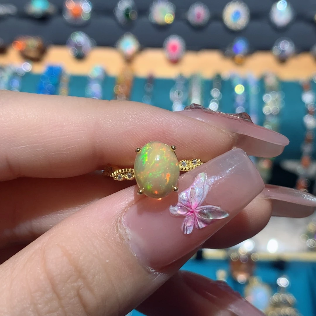 欧泊戒指银S925镶嵌福利