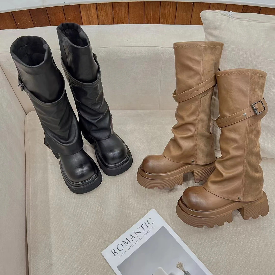 【HeiPa】付小付家老友记高帮裤管雅丹风时尚靴女百搭休闲靴时尚