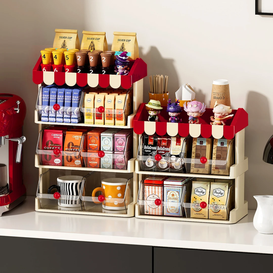 茶包收纳盒茶水间吧台咖啡胶囊茶叶置物架抽屉式办公室桌面零食架