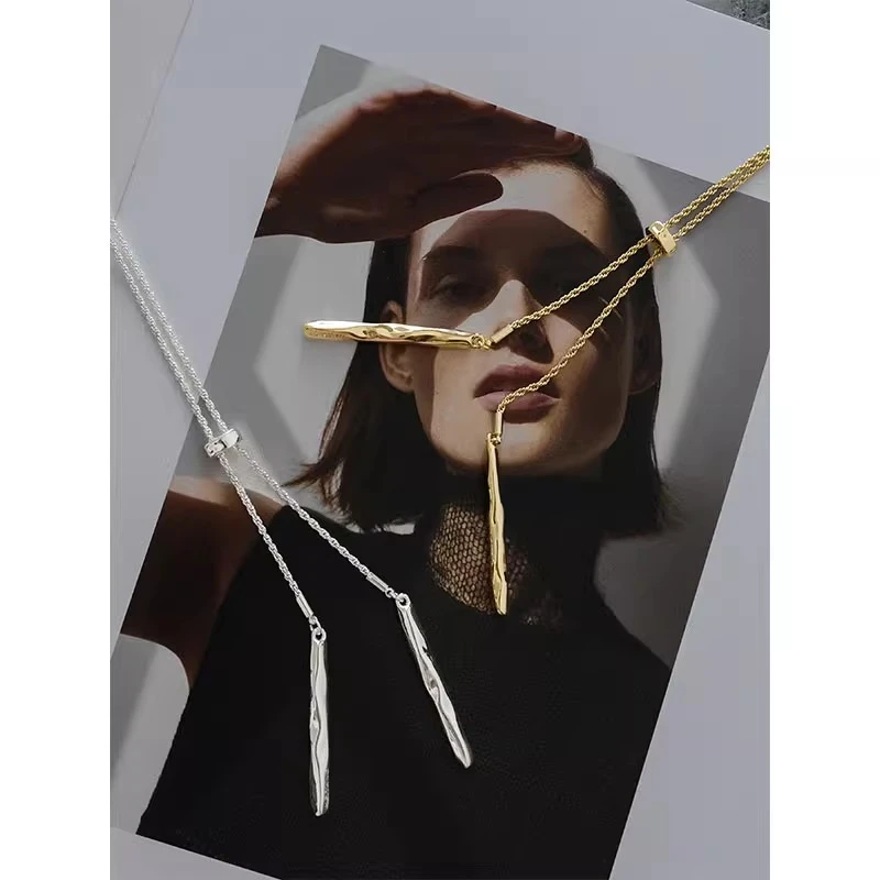 合金项链 美洋MEIYANG【现货】棒棒项链 肌理双棒吊坠叠戴毛衣链