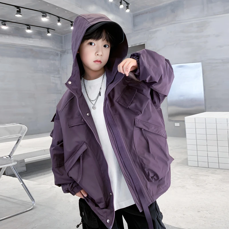 男童工装外套春秋款2025新款中大儿童秋装男孩冲锋衣洋气炸街风衣
