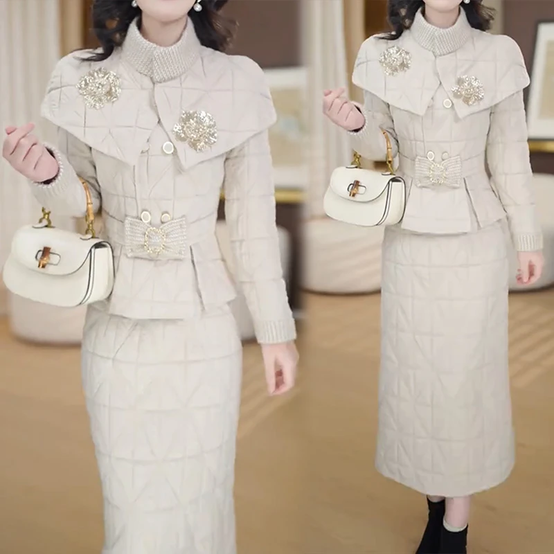 时尚高端秋冬季新款百搭优雅保暖休闲风气质显瘦高级感中长款套装