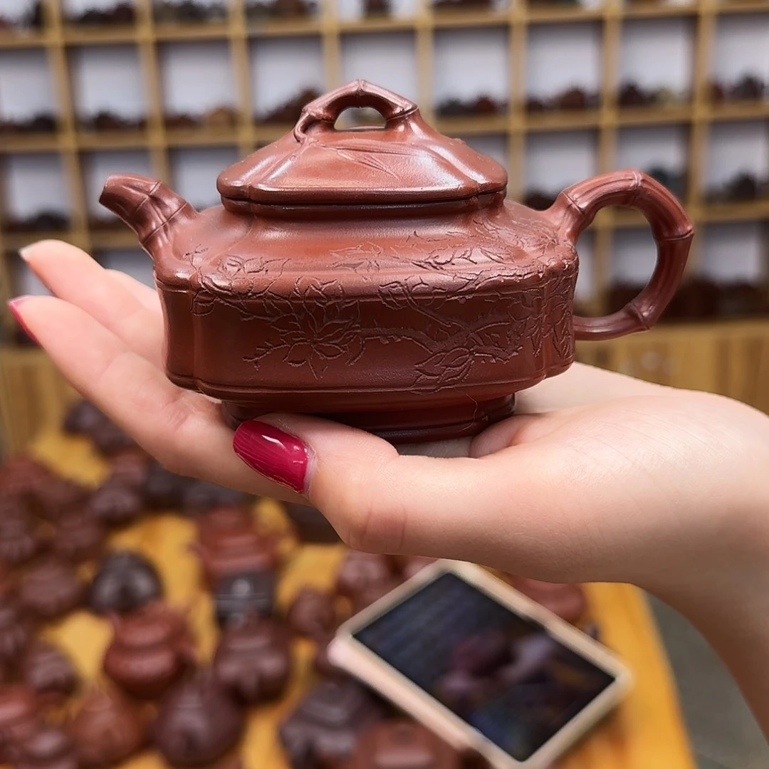 茶壶紫砂紫砂壶四方竹鼓200cc